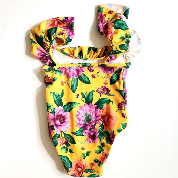 Janie and Jack Floral Ruffle Swim Cover-Up & Flutter Sleeve Swimsuit Size 2T - Picture 9 of 12